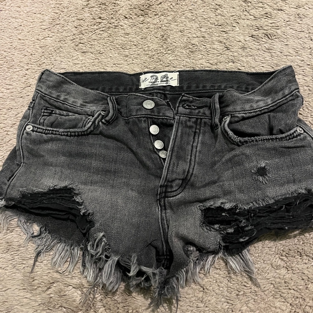 Black free people denim shorts